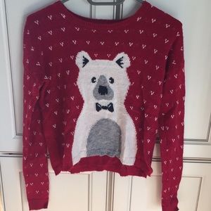 Red and white winter sweater